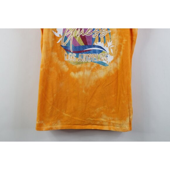 Vintage Y2K Guess Womens Size Large Spell Out Metallic Sunset Acid Wash T-Shirt - Picture 3 of 11